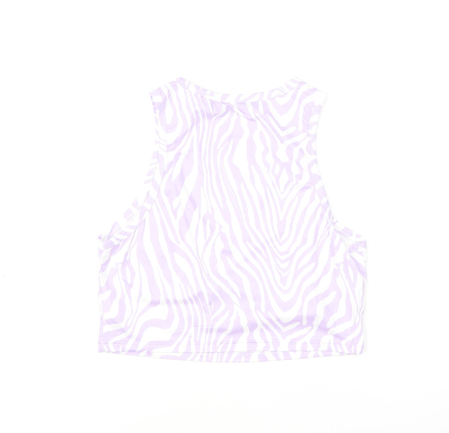 SheIn Womens Purple Animal Print Polyester Cropped Tank Size L Round Neck - Zebra Print