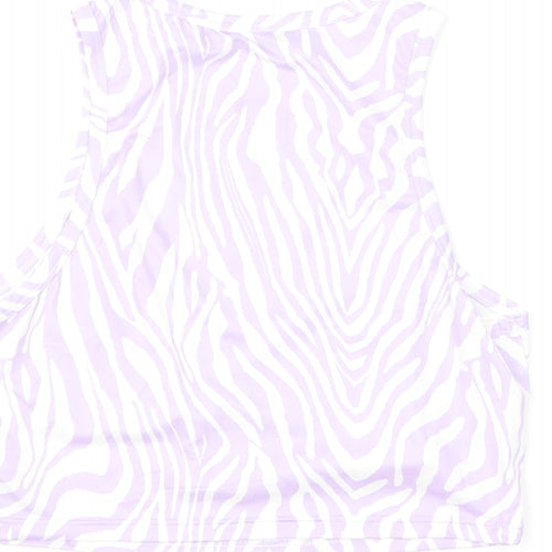 SheIn Womens Purple Animal Print Polyester Cropped Tank Size L Round Neck - Zebra Print