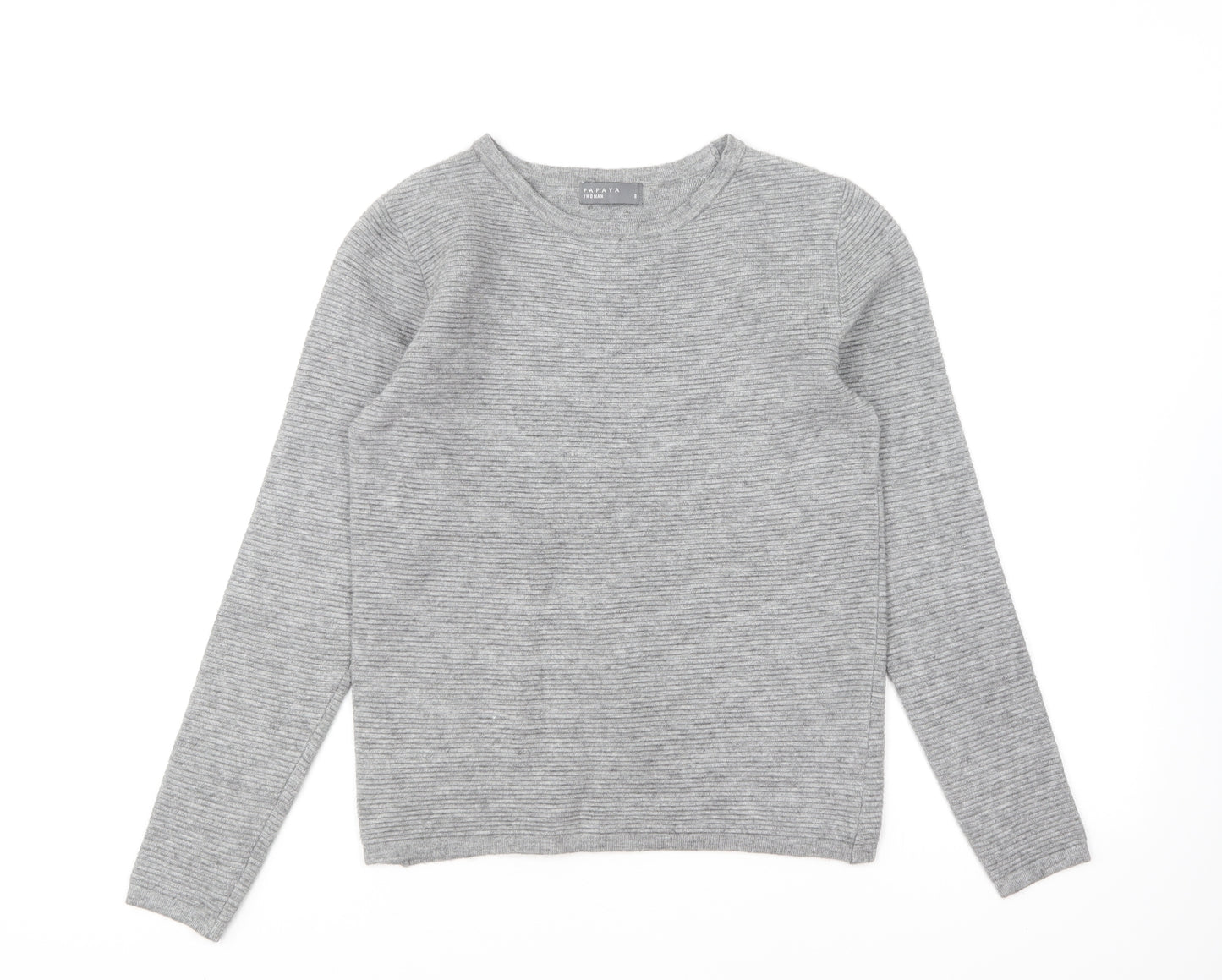 Papaya Womens Grey Round Neck Viscose Pullover Jumper Size 8