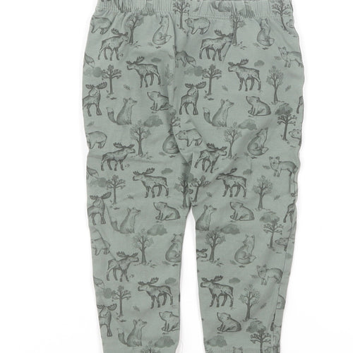 TU Baby Green Geometric Cotton Jogger Trousers Size 9-12 Months Pullover - Woodland Animals