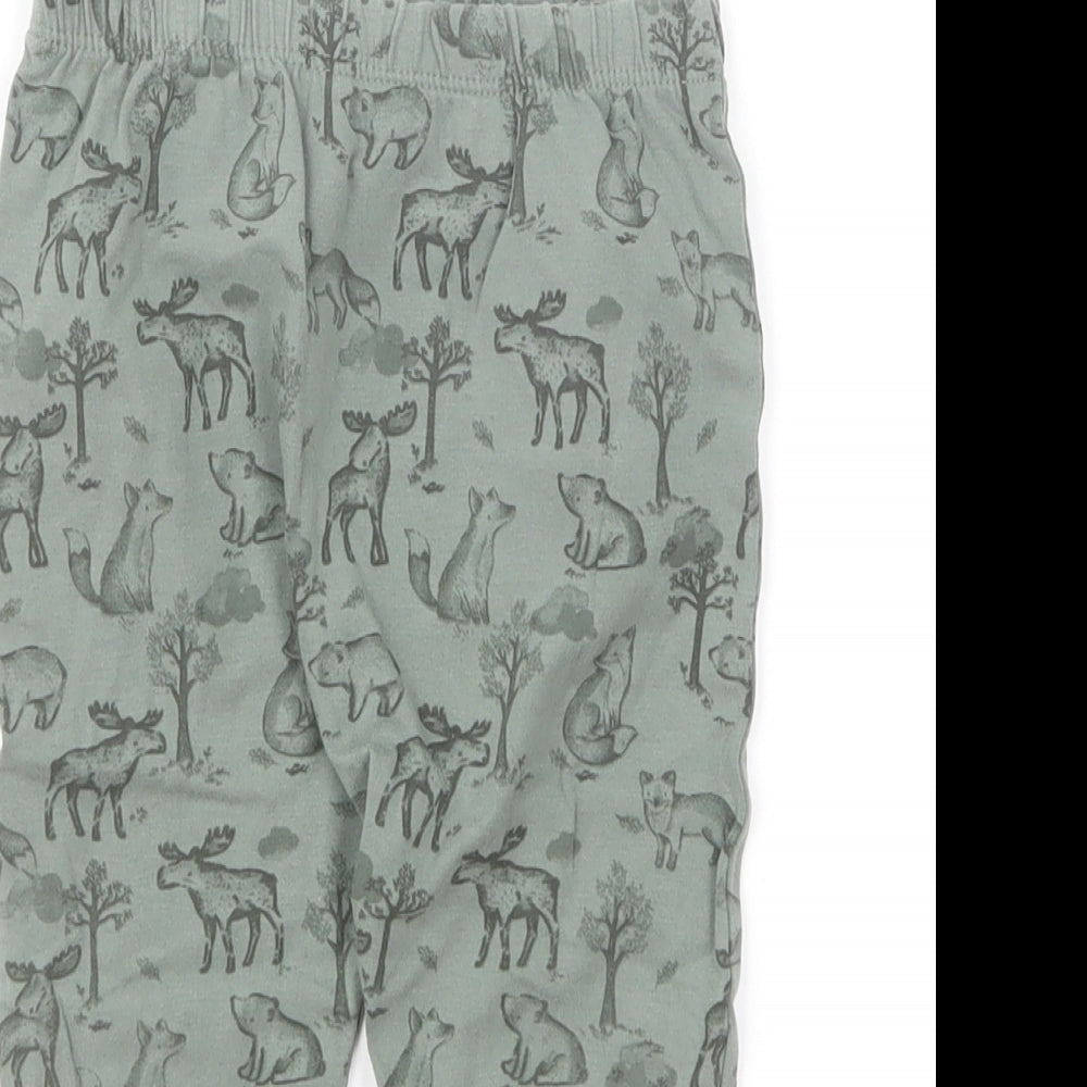 TU Baby Green Geometric Cotton Jogger Trousers Size 9-12 Months Pullover - Woodland Animals