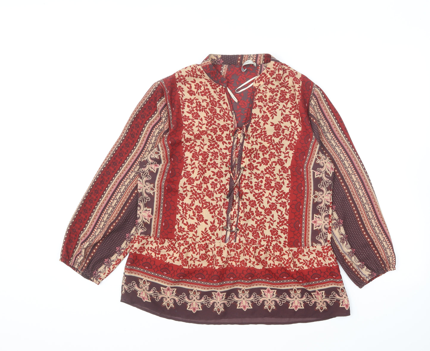 George Womens Multicoloured Floral Polyester Basic Blouse Size 10 V-Neck