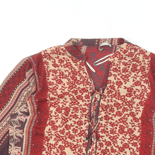 George Womens Multicoloured Floral Polyester Basic Blouse Size 10 V-Neck