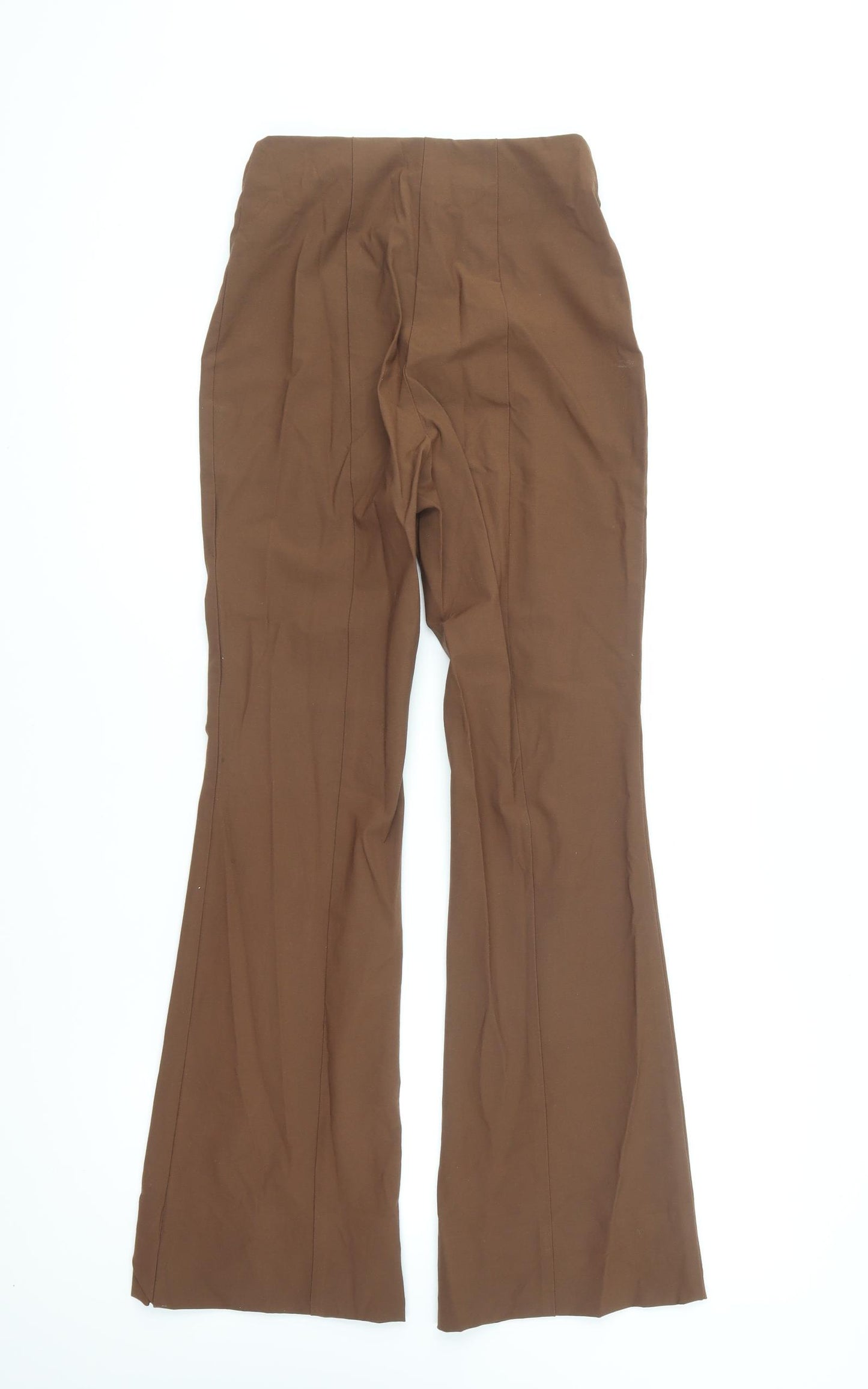Monki Womens Brown Viscose Trousers Size 6 L29 in Regular Button
