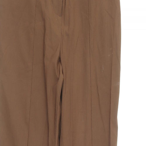 Monki Womens Brown Viscose Trousers Size 6 L29 in Regular Button