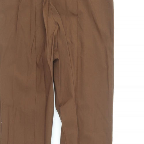 Monki Womens Brown Viscose Trousers Size 6 L29 in Regular Button