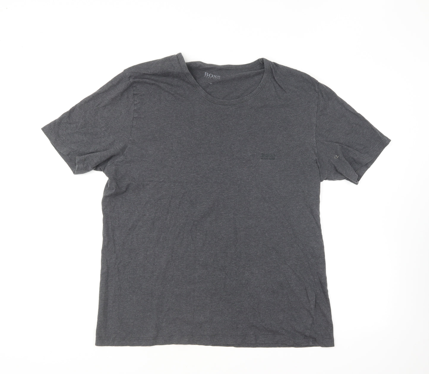 HUGO BOSS Mens Grey Cotton T-Shirt Size XL Round Neck