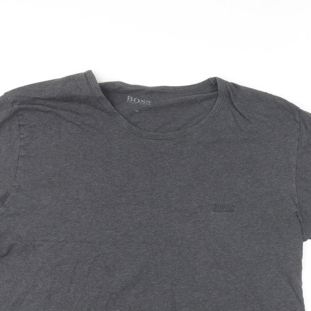 HUGO BOSS Mens Grey Cotton T-Shirt Size XL Round Neck