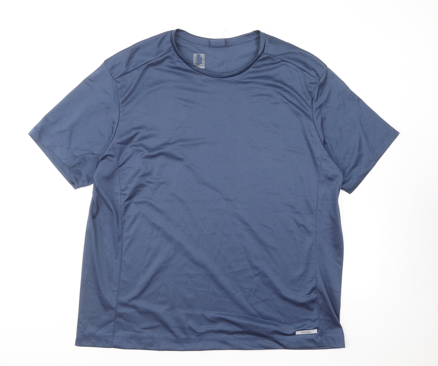 DECATHLON Mens Blue Polyester Basic T-Shirt Size 2XL Round Neck Pullover