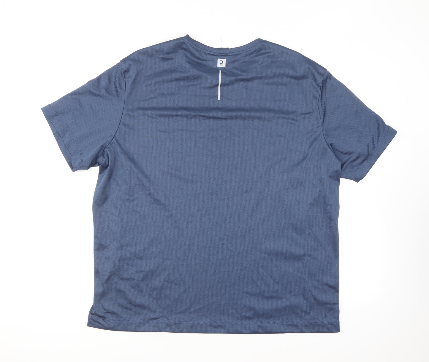 DECATHLON Mens Blue Polyester Basic T-Shirt Size 2XL Round Neck Pullover