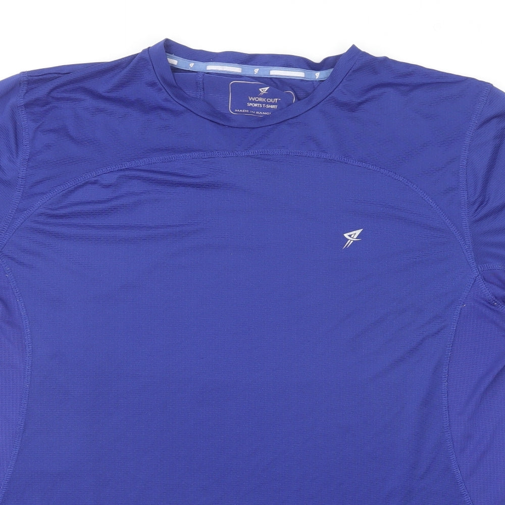 Primark Mens Blue Polyester Basic T-Shirt Size XL Round Neck Pullover