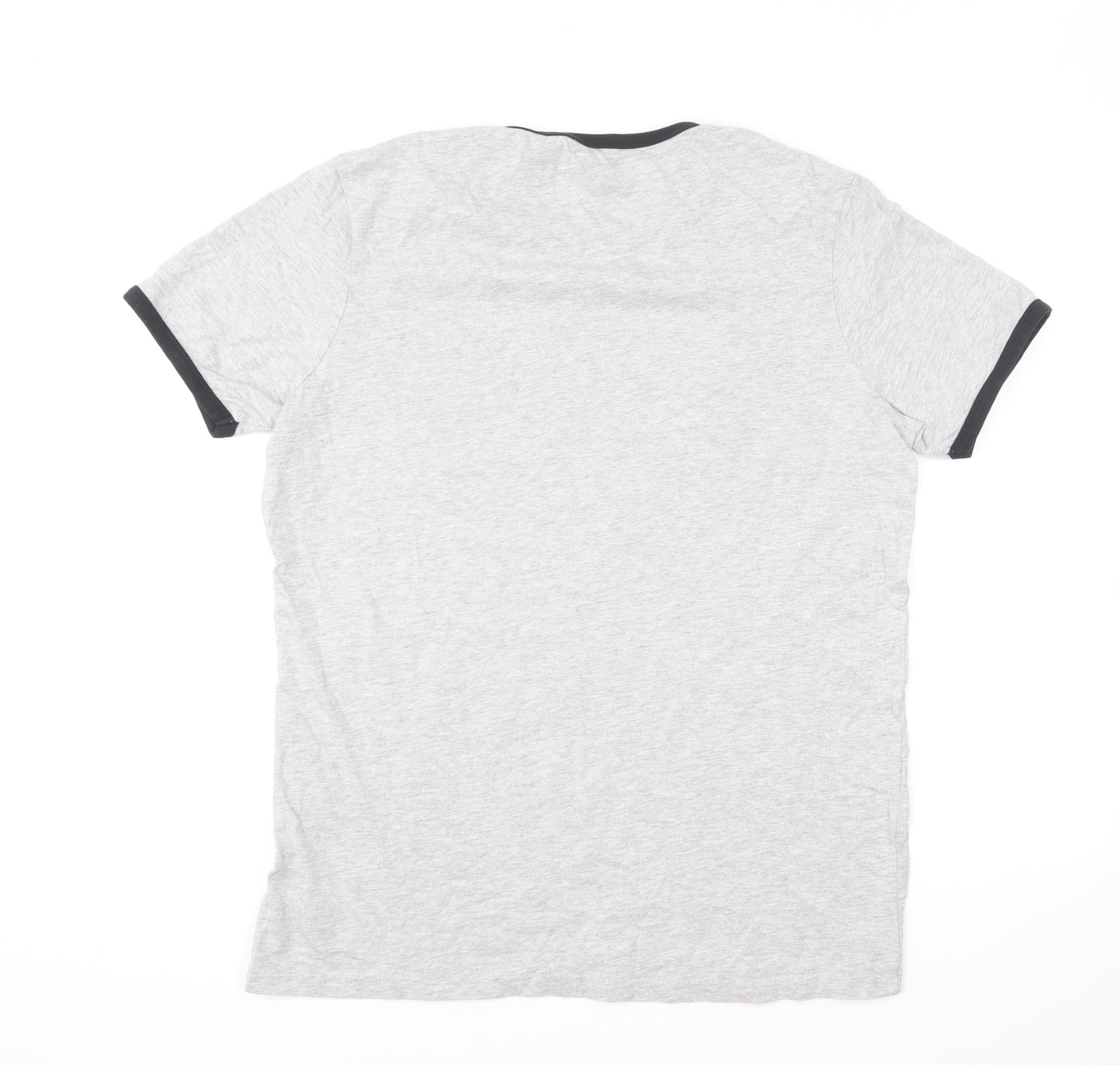Fluid Mens Grey Cotton T-Shirt Size XL Round Neck