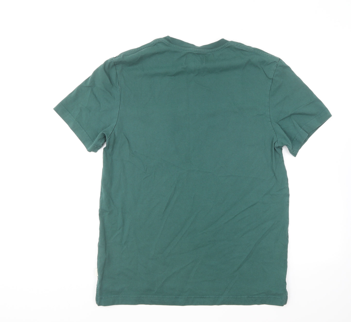 Marks and Spencer Mens Green Cotton T-Shirt Size M Round Neck