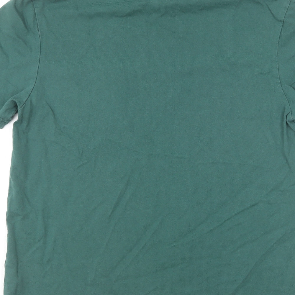Marks and Spencer Mens Green Cotton T-Shirt Size M Round Neck