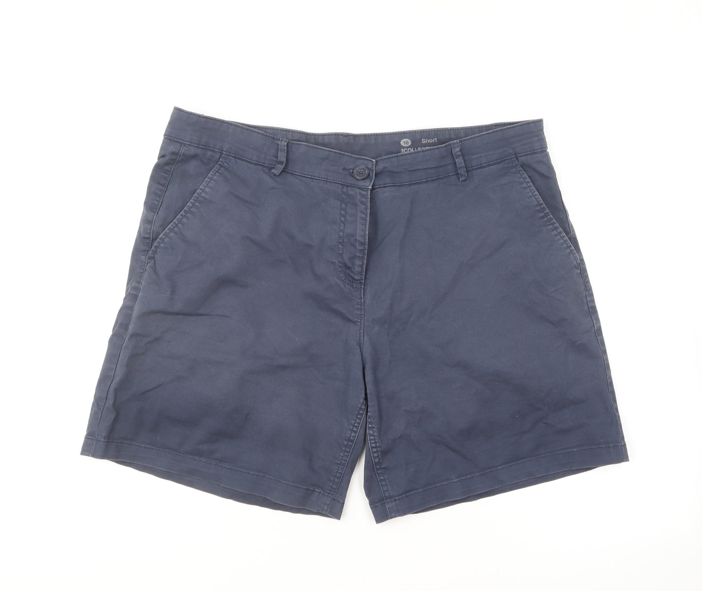Debenhams Womens Blue Cotton Chino Shorts Size 16 L10 in Regular Button