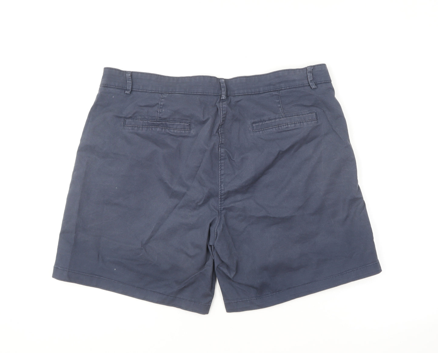 Debenhams Womens Blue Cotton Chino Shorts Size 16 L10 in Regular Button
