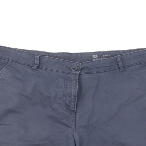 Debenhams Womens Blue Cotton Chino Shorts Size 16 L10 in Regular Button