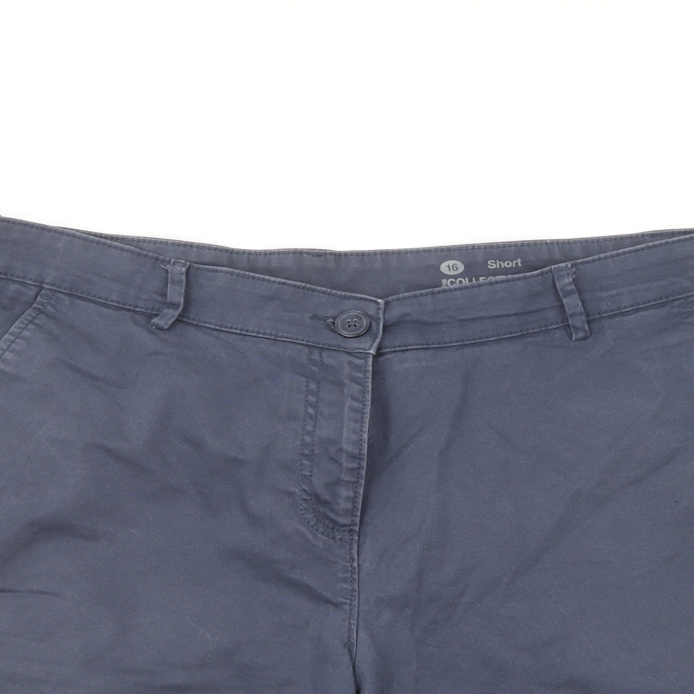 Debenhams Womens Blue Cotton Chino Shorts Size 16 L10 in Regular Button
