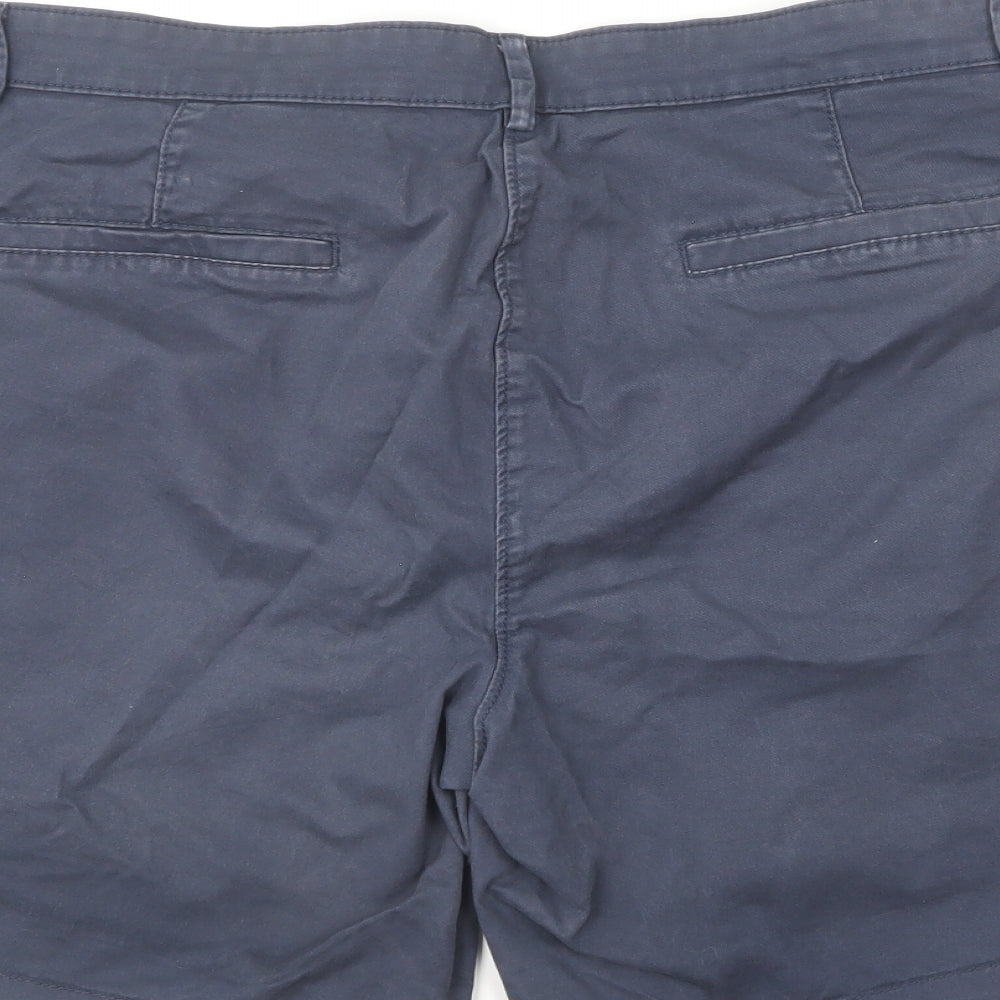 Debenhams Womens Blue Cotton Chino Shorts Size 16 L10 in Regular Button