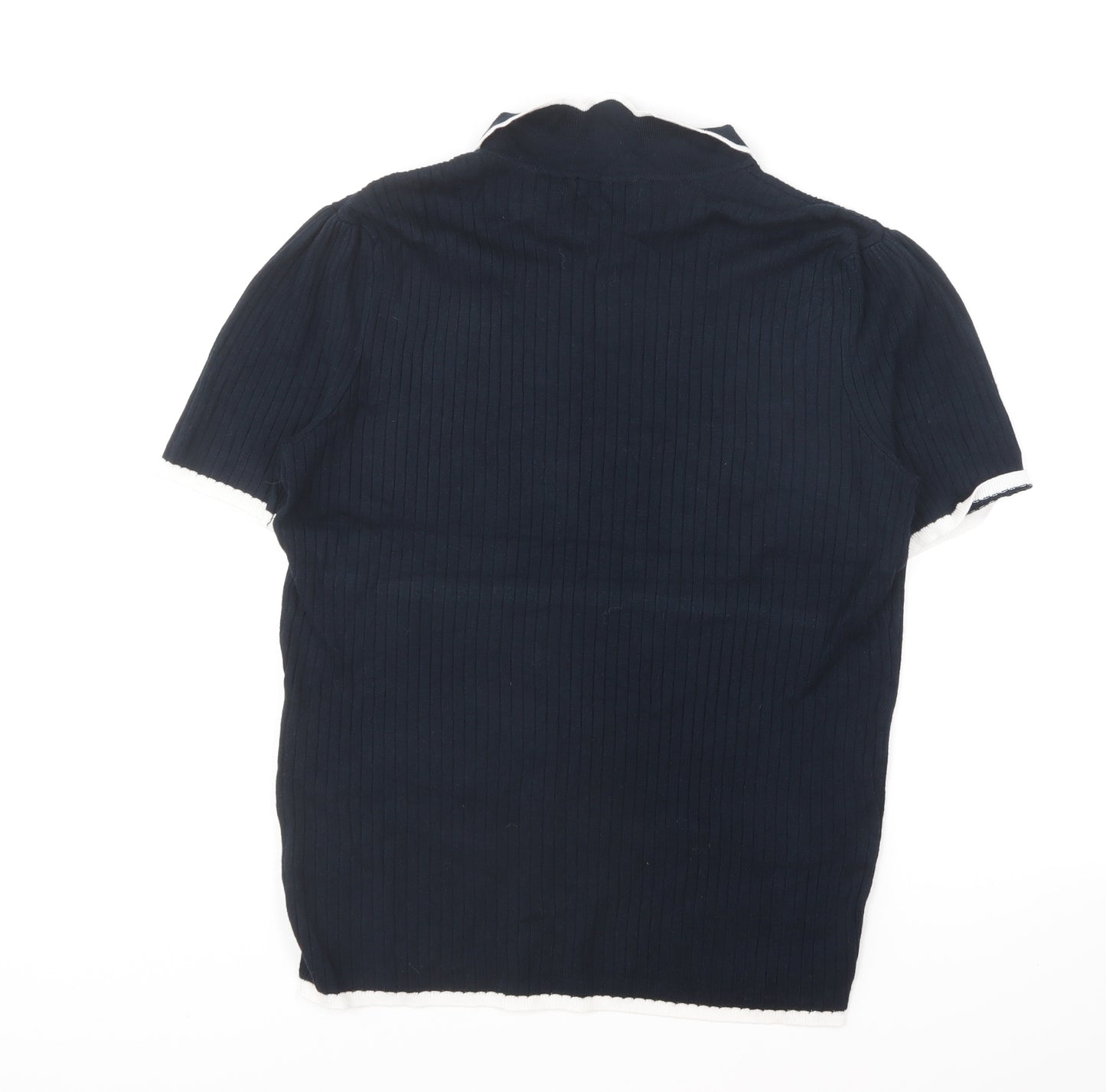 Papaya Womens Blue Collared Viscose Pullover Jumper Size 16