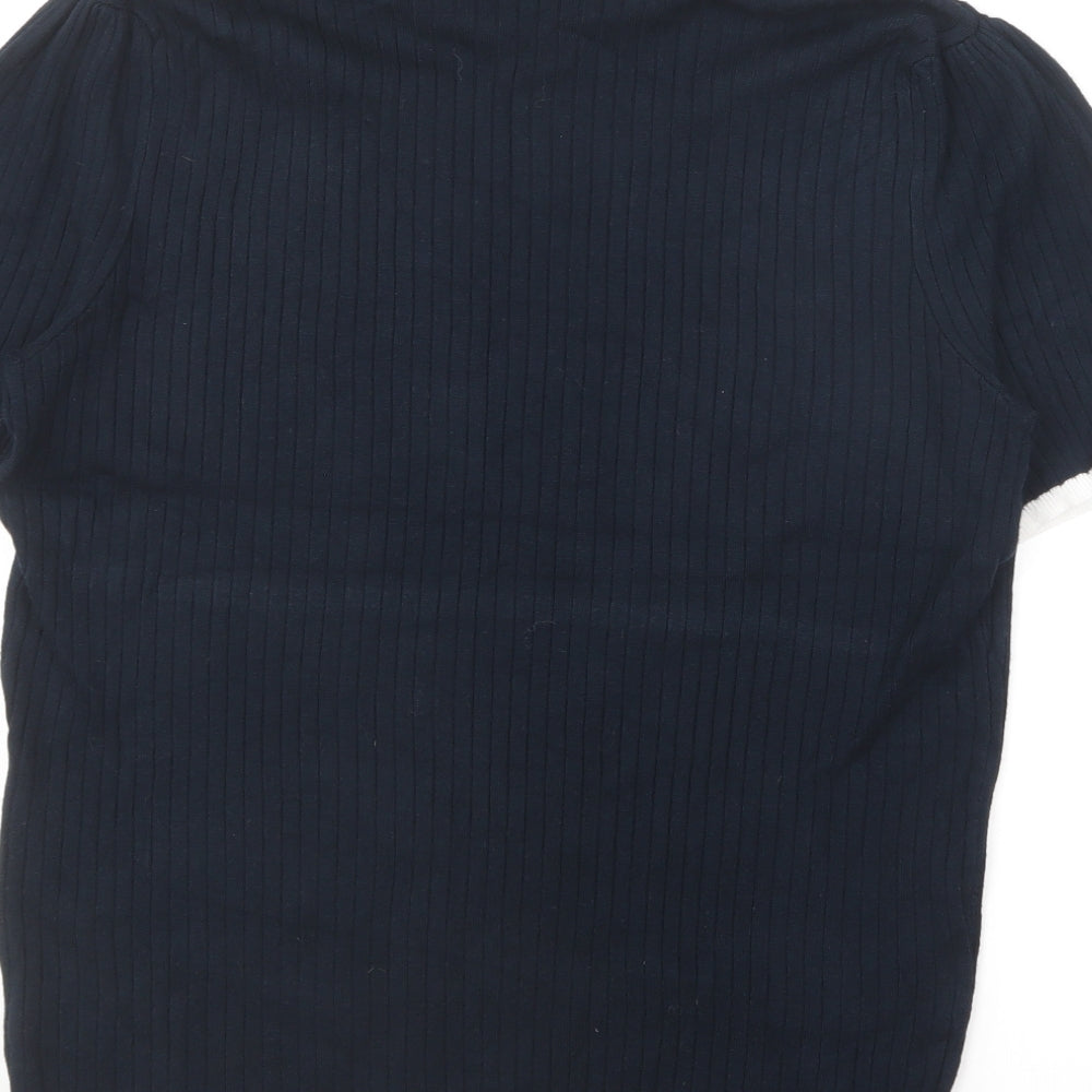 Papaya Womens Blue Collared Viscose Pullover Jumper Size 16