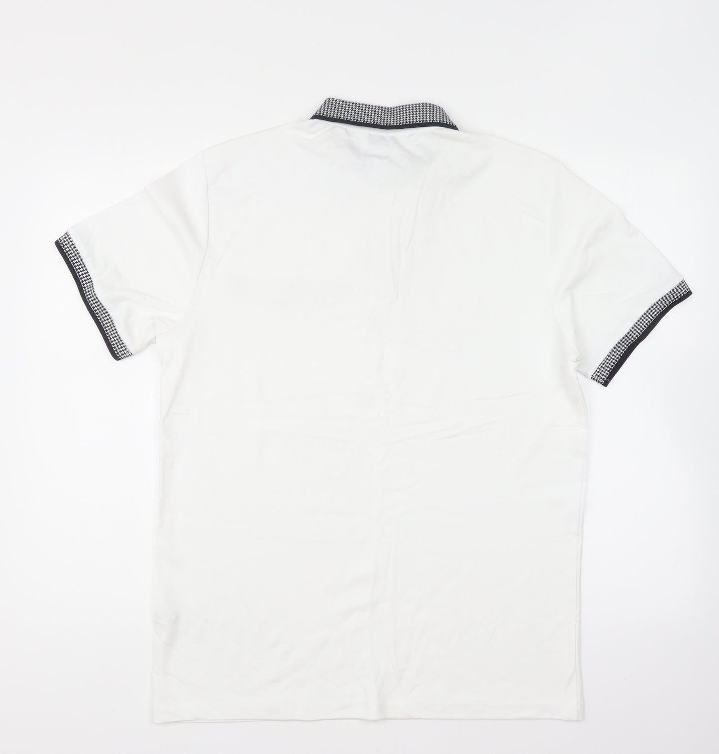 NEXT Mens White Cotton Polo Size L Collared Button