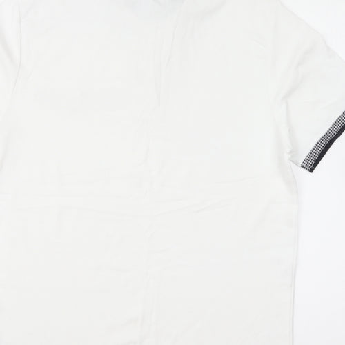 NEXT Mens White Cotton Polo Size L Collared Button