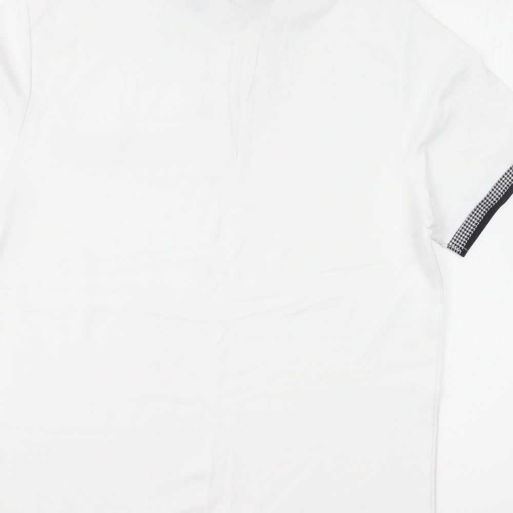NEXT Mens White Cotton Polo Size L Collared Button