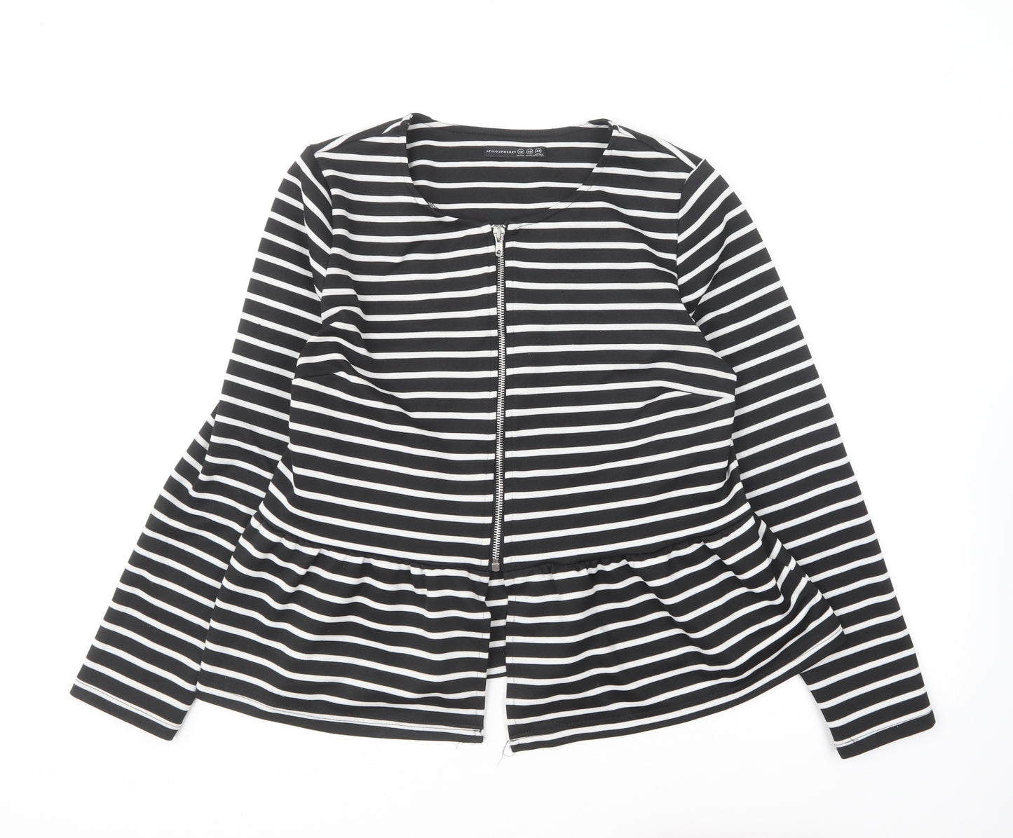 Primark Womens Black Striped Jacket Blazer Size 18 Zip