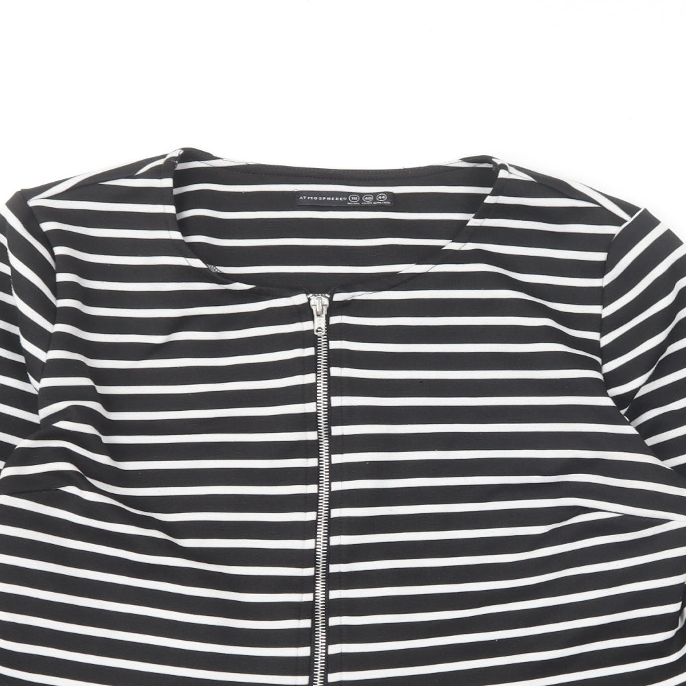 Primark Womens Black Striped Jacket Blazer Size 18 Zip