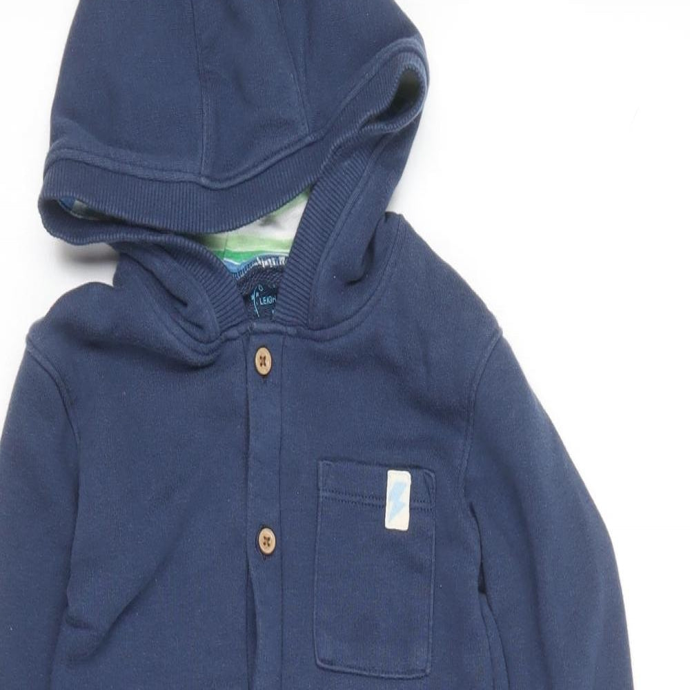 Leigh Tucker Boys Blue Solid Cotton One Piece Size 2-3 Years Button