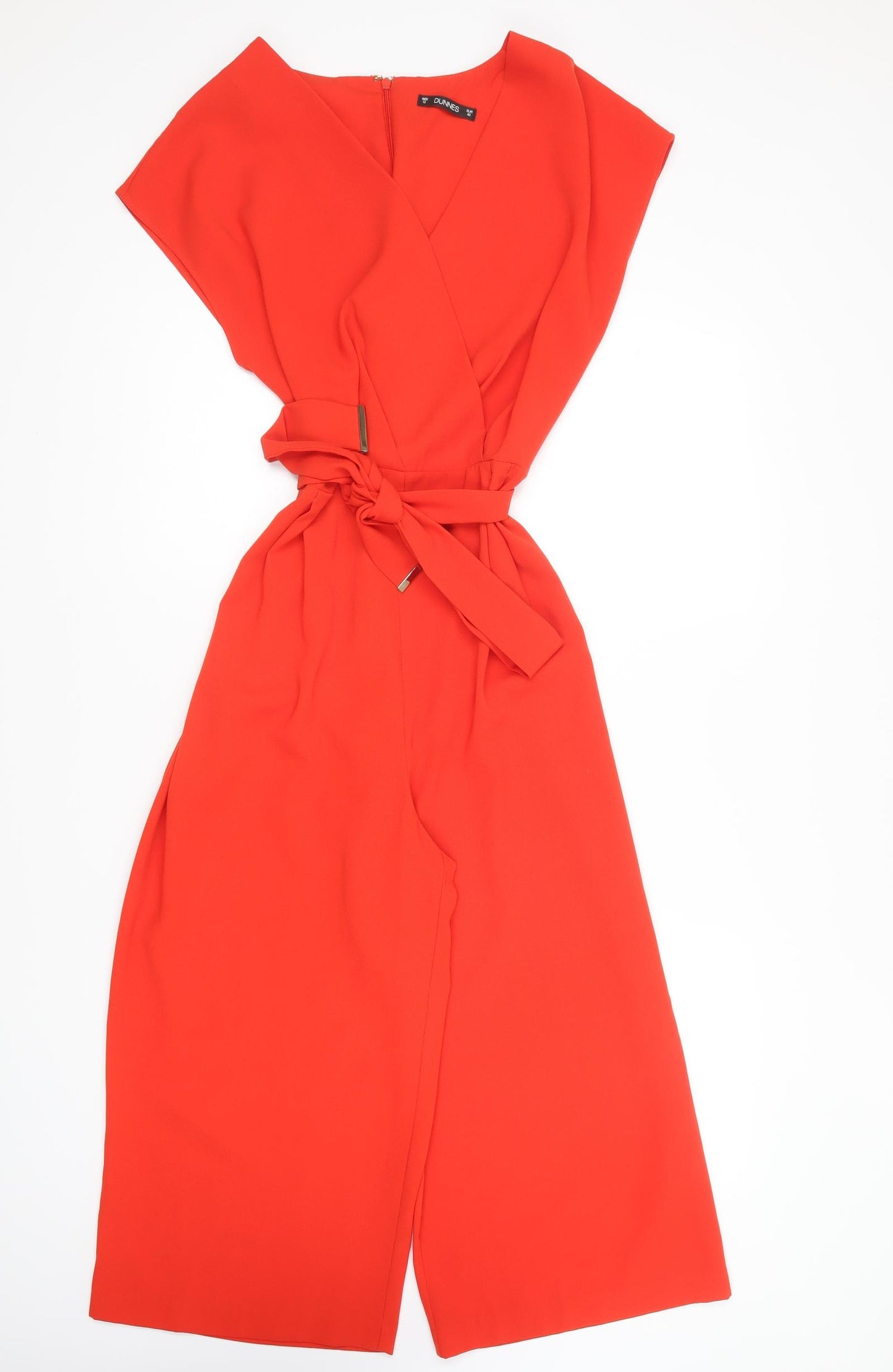 Dunnes Stores Womens Red Polyester Jumpsuit One-Piece Size 12 Zip