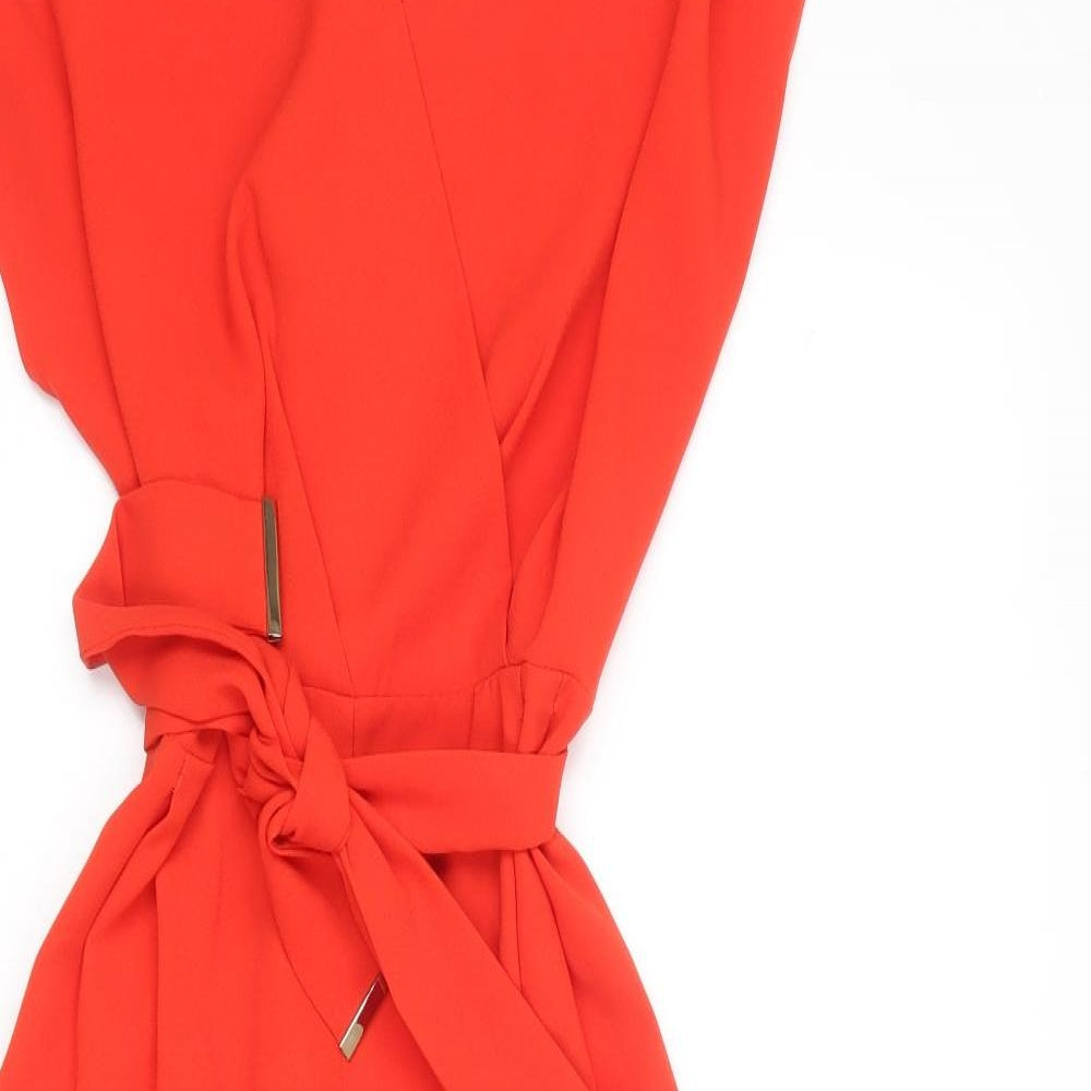 Dunnes Stores Womens Red Polyester Jumpsuit One-Piece Size 12 Zip