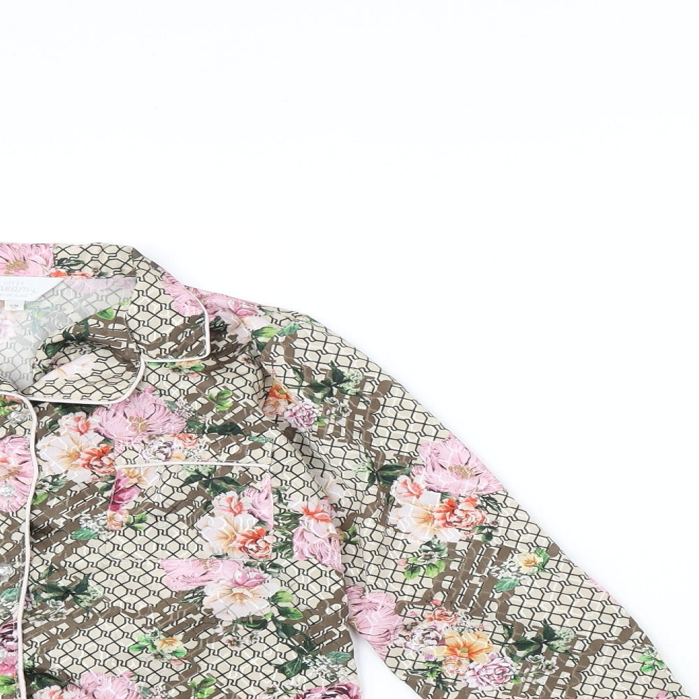 River Island Girls Brown Floral Polyester Top Pyjama Set Size 7-8 Years Button - Pyjama set