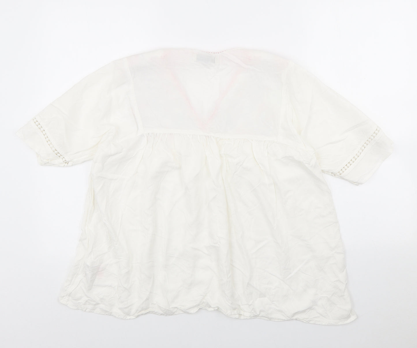 F&F Womens White Viscose Basic T-Shirt Size 10 V-Neck