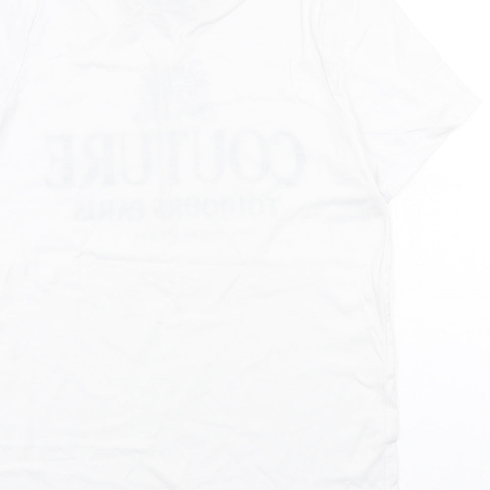 River Island Womens White Cotton Basic T-Shirt Size 6 Round Neck