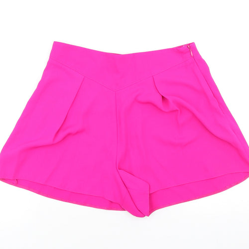 Miss Selfridge Womens Pink Polyester Paperbag Shorts Size 8 L3 in Regular Zip