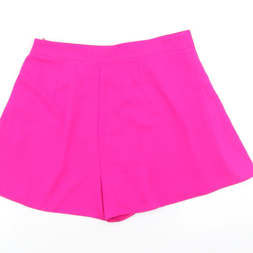 Miss Selfridge Womens Pink Polyester Paperbag Shorts Size 8 L3 in Regular Zip