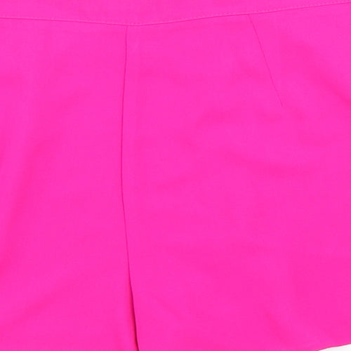 Miss Selfridge Womens Pink Polyester Paperbag Shorts Size 8 L3 in Regular Zip