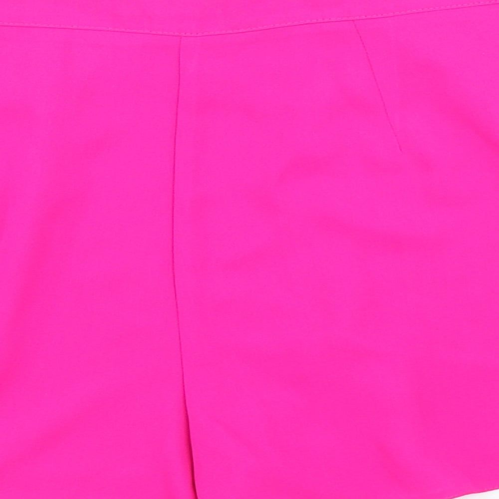 Miss Selfridge Womens Pink Polyester Paperbag Shorts Size 8 L3 in Regular Zip