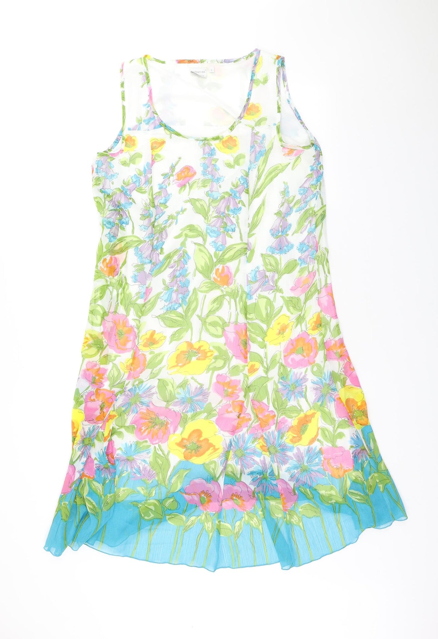 Signiture Womens Multicoloured Floral Polyester Shift Size L Round Neck Pullover