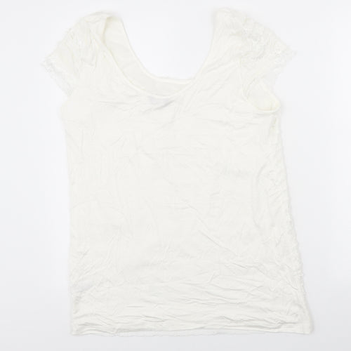 Moda Womens Ivory Viscose Basic Tank Size 16 Scoop Neck
