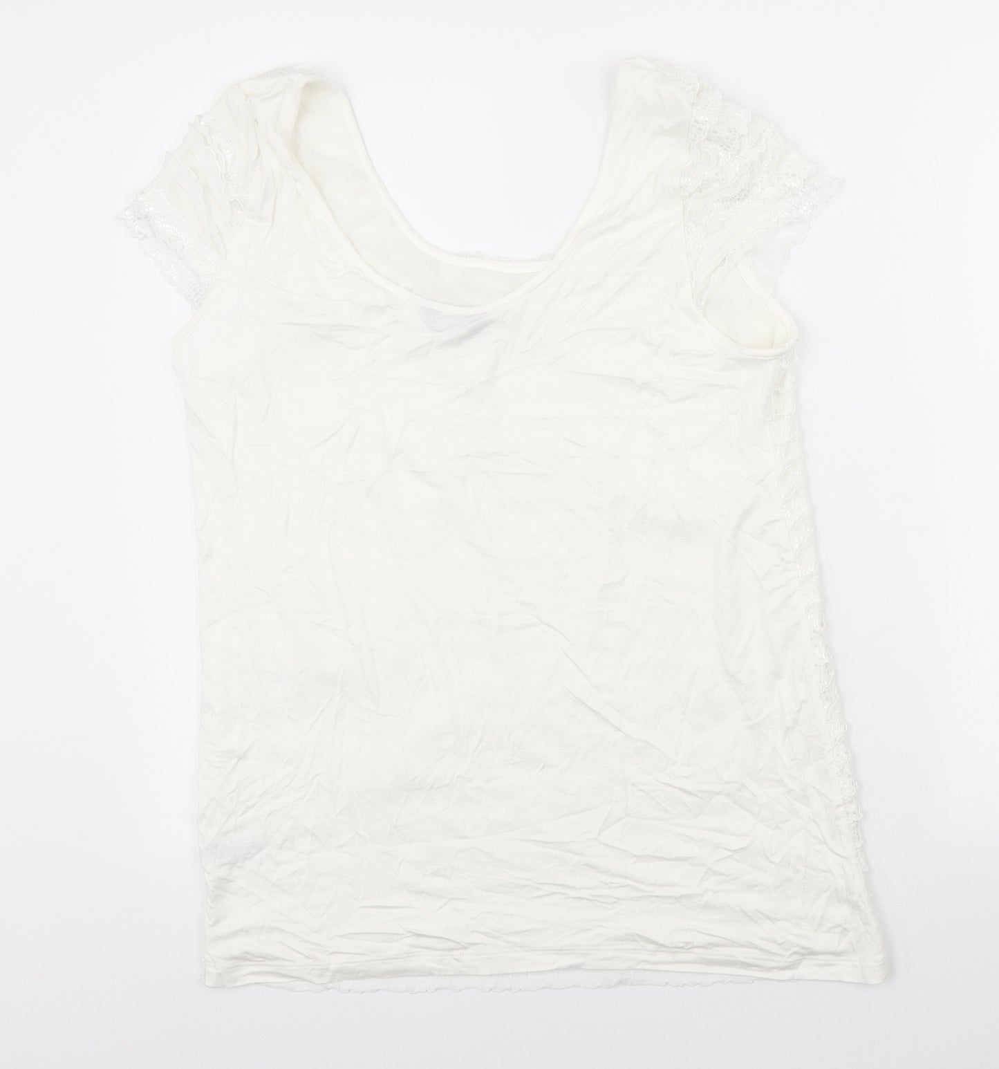 Moda Womens Ivory Viscose Basic Tank Size 16 Scoop Neck