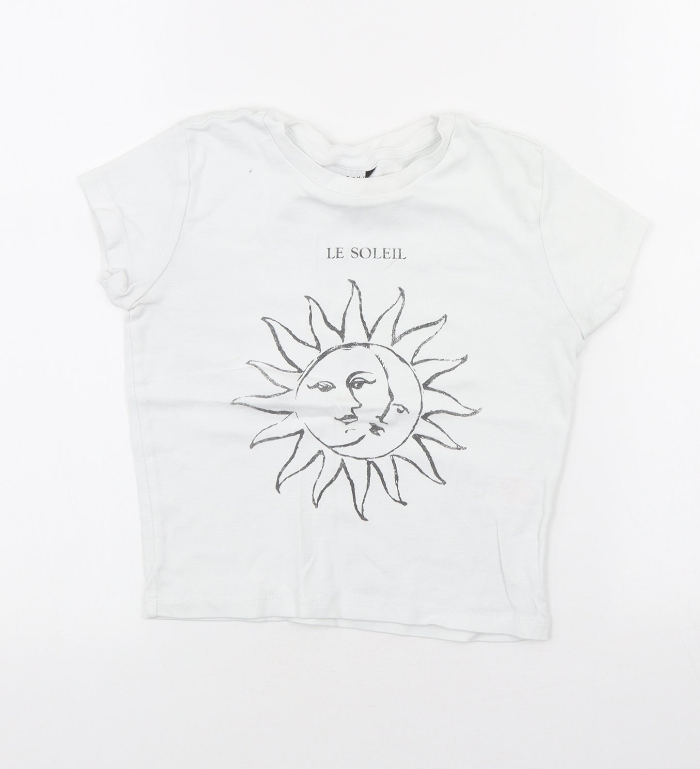 Topshop Womens White Cotton Basic T-Shirt Size 6 Roll Neck - Sun, Le Soleil