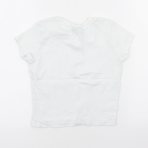 Topshop Womens White Cotton Basic T-Shirt Size 6 Roll Neck - Sun, Le Soleil
