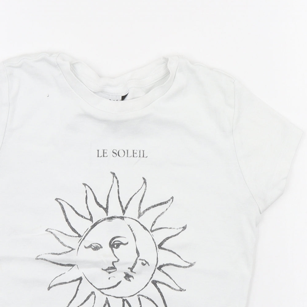 Topshop Womens White Cotton Basic T-Shirt Size 6 Roll Neck - Sun, Le Soleil