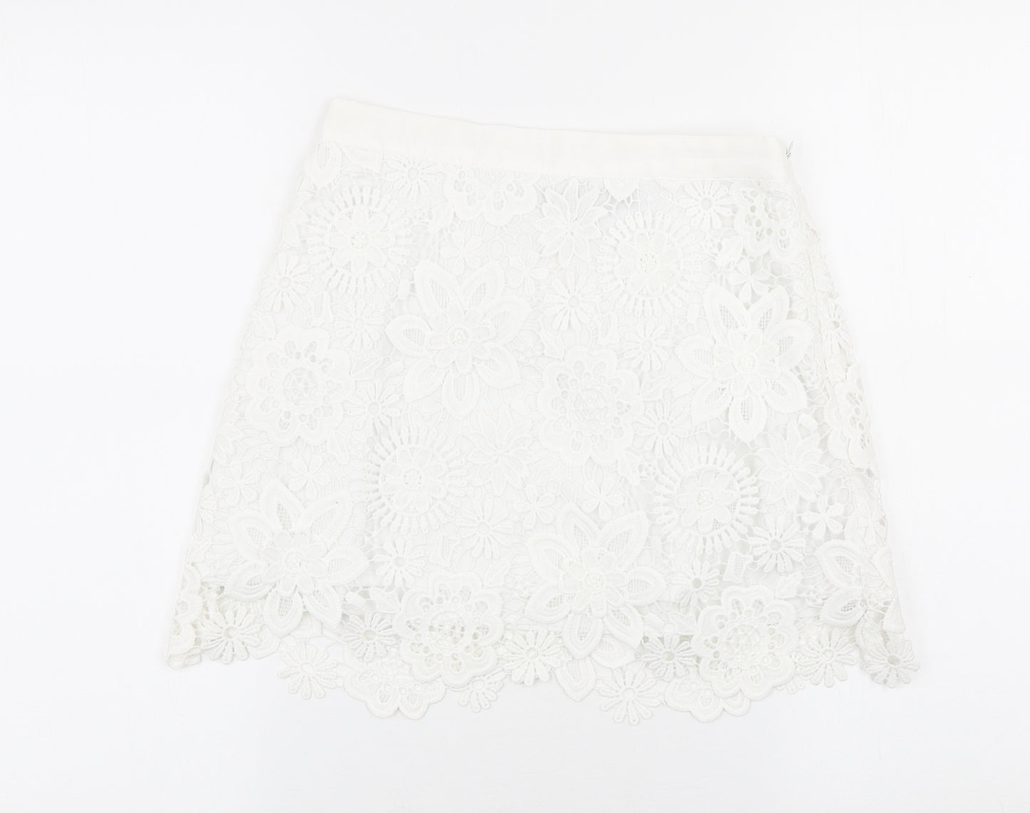 Topshop Womens Ivory Polyester Mini Skirt Size 8 Zip