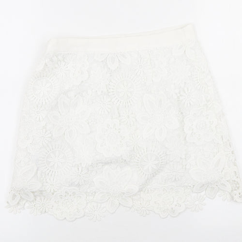 Topshop Womens Ivory Polyester Mini Skirt Size 8 Zip