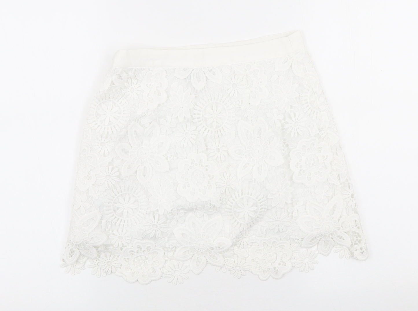 Topshop Womens Ivory Polyester Mini Skirt Size 8 Zip