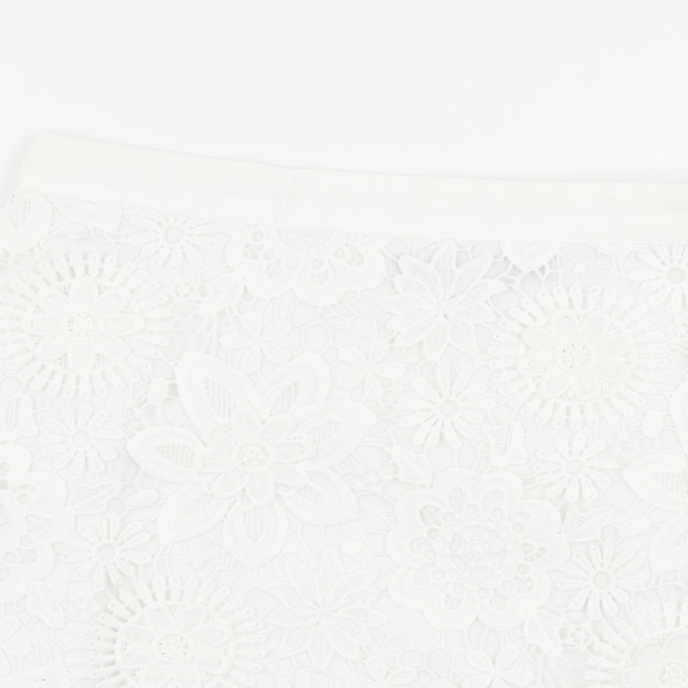 Topshop Womens Ivory Polyester Mini Skirt Size 8 Zip